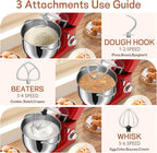 SEEDEEM Stand Mixer, 8.5 Qt 660W Tilt-Head Kitchen Mixer with 6+P Speeds, Dough Hook, Wire Whip & Beater, Dishwasher-Safe Attachments, Red – Ideal for Baking & Daily Use, Red