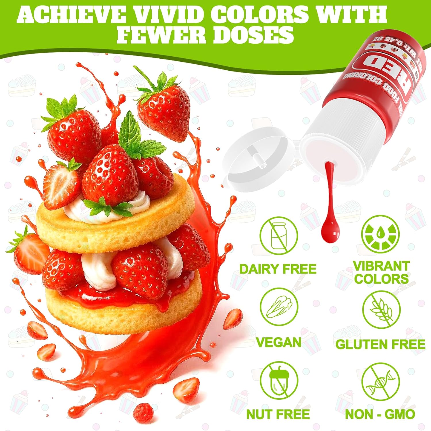 Gel Food Coloring - 20 Colors Gel Food Dye Set, Flavorless Vibrant Edible Concentrated Coloring for Baking, Cake, Cookie, Fondant, Icing, Macaron, Frosting - 0.45 Fl.Oz Bottles