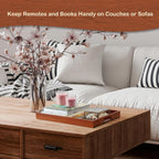 17 Inch Brown Serving Tray with Handles, Large Wooden Tray for Ottoman, Breakfast in Bed, Coffee Table, Dinner, Rectangular Wood Tray for Living Room Bedroom Entryway and Kitchen