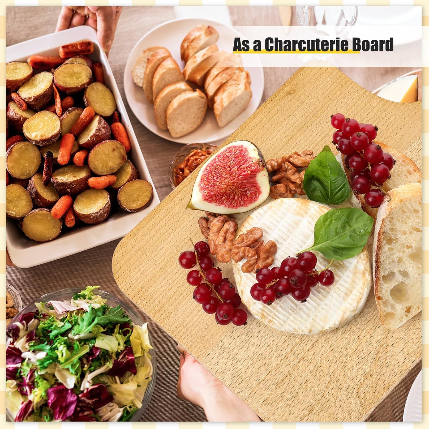 Lounsweer 6 Pcs Thicken Cutting Board Bulk Wood Board for Chopping Serving Charcuterie Material for Laser Engraving Mother' Day Wedding Housewarming Gift