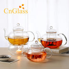 CnGlass 40.6oz/1200ml Glass Teapot with Removable Infuser,Stovetop Safe Tea Kettle,Blooming & Loose Leaf Tea Pot