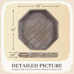 Wooden Decorative Tray, Small Serving Tray with Wood Bead, Farmhouse Big Tray for Ottoman, Countertop, Coffee Tabl, 13" x 13"x 1.6" (Retro Brown)