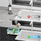 Cisily Turquoise Sponge Holder for Kitchen Sink, Sink Caddy Organizer with High Brush Holder, Kitchen Countertop Organizers and Storage Essentials, Rustproof 304 Stainless Steel, Soap Dispenser