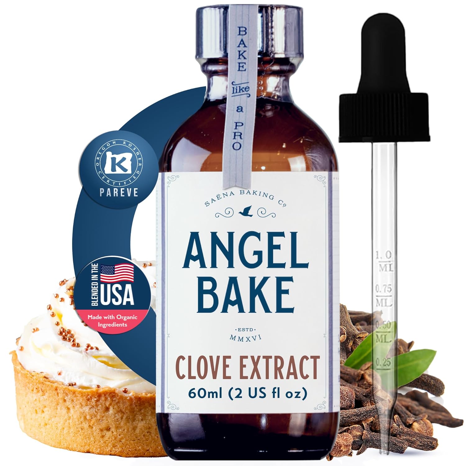 Pure Clove Extract for Baking and Mixology- Premium Natural Flavoring for Cooking & Beverages - Kosher, Keto Friendly, Vegan, Gluten-Free Flavoring - (2 Oz Extract with Latex-Free Dropper)