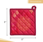 Maison d' Hermine Pot Holders 100% Cotton Heat Resistant Potholders 8" x 8" Hot Pads with Loop BBQ, Cooking, Baking, Grilling, Kitchen, Handling Hot Pans (Pack of 1, Versailles)