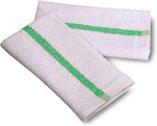 GOLD TEXTILES New Cotton Blend White Restaurant Bar Mops Kitchen Towels (60, Green Stripe)