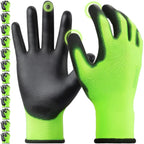 Kebada W1 Work Gloves for Men and Women, PU Coated Safety Gloves with Grip, Touchscreen, Ideal for Warehouse Package Handling, Construction, Gardening, Green Small