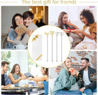 4Pcs Cocktail Stirrers Swizzle Sticks Stainless Steel 7.3" Coffee Stir Sticks with Gold Mr & Mrs,LOVE Shape, for Mixing Cocktail Metal Stir Sticks for Coffee Bar