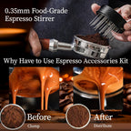 53MM Espresso Accessories - WDT Tool, Coffee Distributor & Tamper set with 3-in-1 Design, 304 Stainless Steel Premium Coffee Accessories for Home Baristas & Beginners