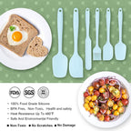 Heat Resistant Silicone Spatulas Set Food Grade Silicone Seamless One Piece Design BPA-Free,Non-Stick,Dishwasher Safe,Cooking and Mixing Set of 6PCS-Blue (Blue)