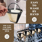 Reusable Filter for Cuisinart Coffee Tone Basket GTF 10 12 14 Cup - Eco Friendly Coffee Filters Reusable - No.4 Cone Style Replacement Permanent Coffee Filter for Cuisinart Machines and Brewers