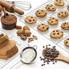 P&P CHEF Baking Cooling Rack Set for Cooking Roasting, 4-Piece Stainless Steel Wire Racks for Oven Use, Healthy & Dishwasher Safe, Rectangle, 15.3 Inch