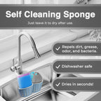 Silicone Sponges for Dishes - 4 Pack Dual-Sided Dish Scrubber and Sponge - Food Grade, BPA Free Silicone Dish Sponge & Housecleaning