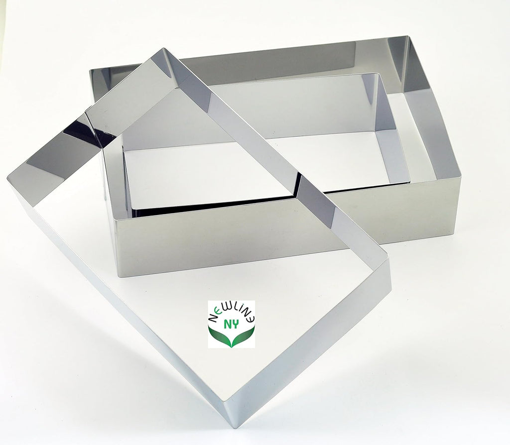 NewlineNY Stainless Steel Cake Mousse Ring Molding Forming (Rectangular Cake Pastry Rings)