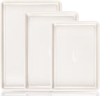 HONGBAKE 3 Pack Nonstick Ceramic Baking Sheet Pan Set for Oven, Non-Toxic Half/Quarter/Jelly Roll Pans with Diamond Texture, Heavy Duty 0.8mm Thick Aluminized Steel Cookie Trays for Cooking, Cream