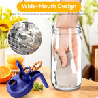 Mason Jar Pitcher, 32 OZ Glass Pitcher with Lid Double Leak-proof with Handle Water Jug Wide Mouth Breast Milk Pitcher Fridge Container for Water, Juice, Iced Coffee, Tea, Juice - Blue