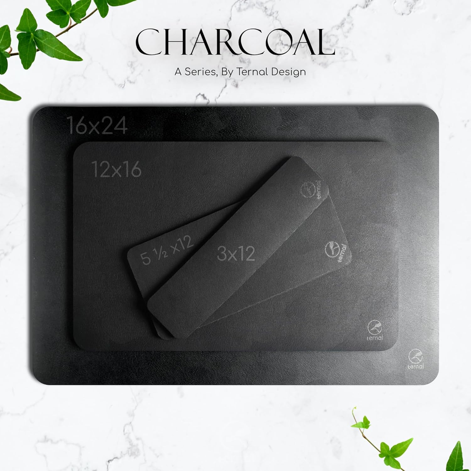 Ternal DripGuards Absorbent Counter Mat 2-Pack | Waterproof, Quick-Dry Coffee Bar Mat for Kitchen, Sink & Drink Station | Non-Slip, Spill-Proof Protector for Water, Oil & Syrup [5.5" x 12"]