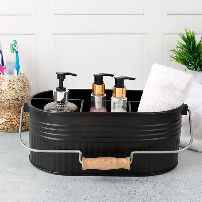 Alpha Living Home Galvanized Organizer Kitchen Drawer Organizezs Utensil Organizer Heavy Duty Metal Alloy Silverware Holder Cutlery Organizers in Drawer Flatware Organizer Tray 4 slots (Black)