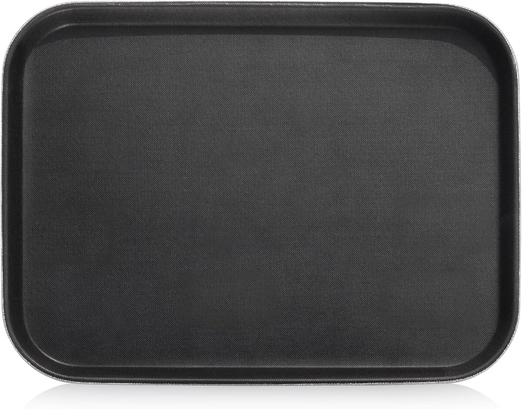 New Star Foodservice 24975 Restaurant Grade Non-Slip Tray, Plastic, Rubber Lined, Rectangular, 12-Inch x 16-Inch, Black