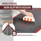 Silicone Pastry Mat Extra Large with Measurements 26''x16'' for Reusable,Non-slip Silicone Baking Mat, Counter, Dough Rolling, Oven Liner,Fondant/Pie Crust (Translucent_Red, 16''W x 26''L)