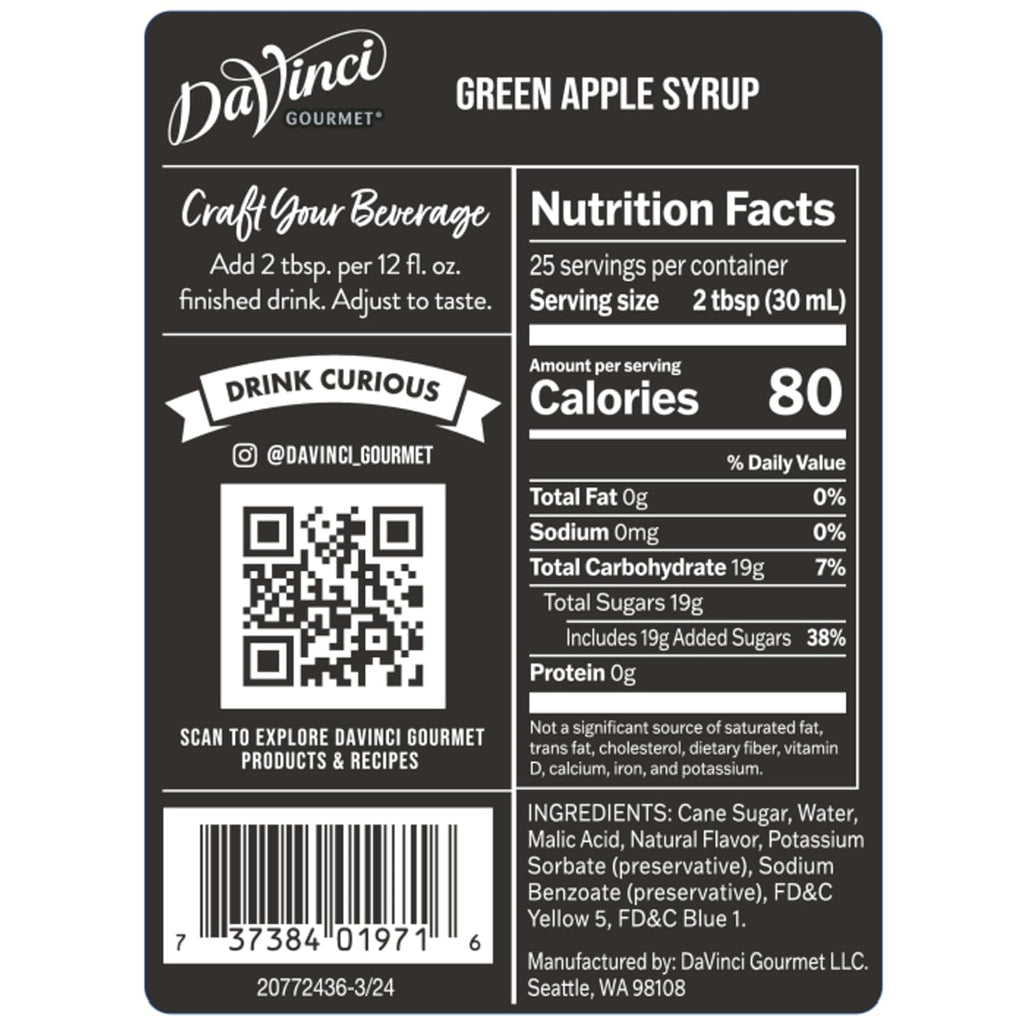 DaVinci Gourmet Green Apple Syrup, 25.4 Fluid Ounces (Pack of 1)