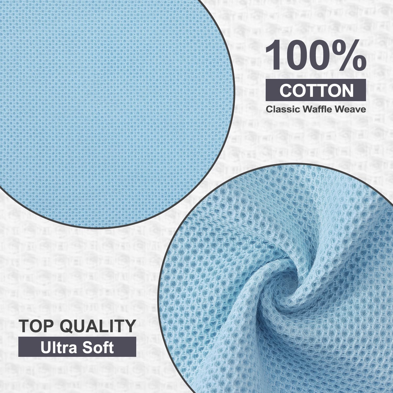 Kitinjoy 100% Cotton Kitchen Dish Cloths (12 X 12 Inches, Sky Blue),12 Pack Waffle Weave Ultra Soft Absorbent Dish Towels for Drying Dishes Quick Drying Kitchen Towels Dish Rags