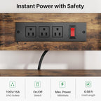 Baker Rack with Power Outlet - Microwave Stand with Storage, Large Coffee Bar Station with 14 Hooks, Metal Kitchen Shelf Rack for Spices, Pots (Rustic Brown)