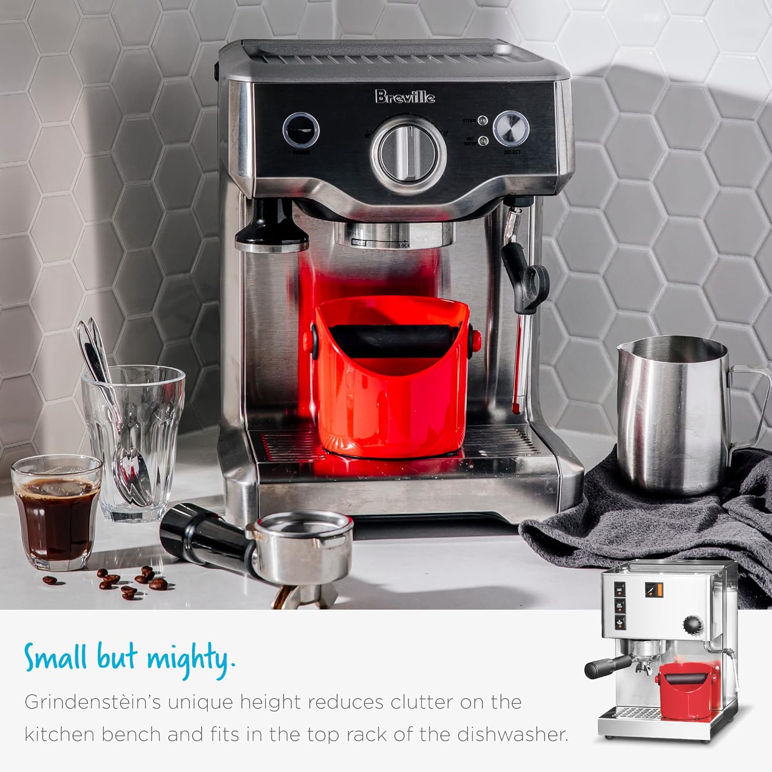 Dreamfarm Grindenstèin Sturdy, Compact, Modern Space-Saving Espresso Coffee Grind Knock Box - Black