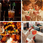 4Pcs Christmas Cocktail Stirrers Stainless Steel Creative Xmas Tree Coffee Stirrers Reusable Beverage Stir Sticks for Holiday Drinks Mixing Christmas Party Tableware Decorations