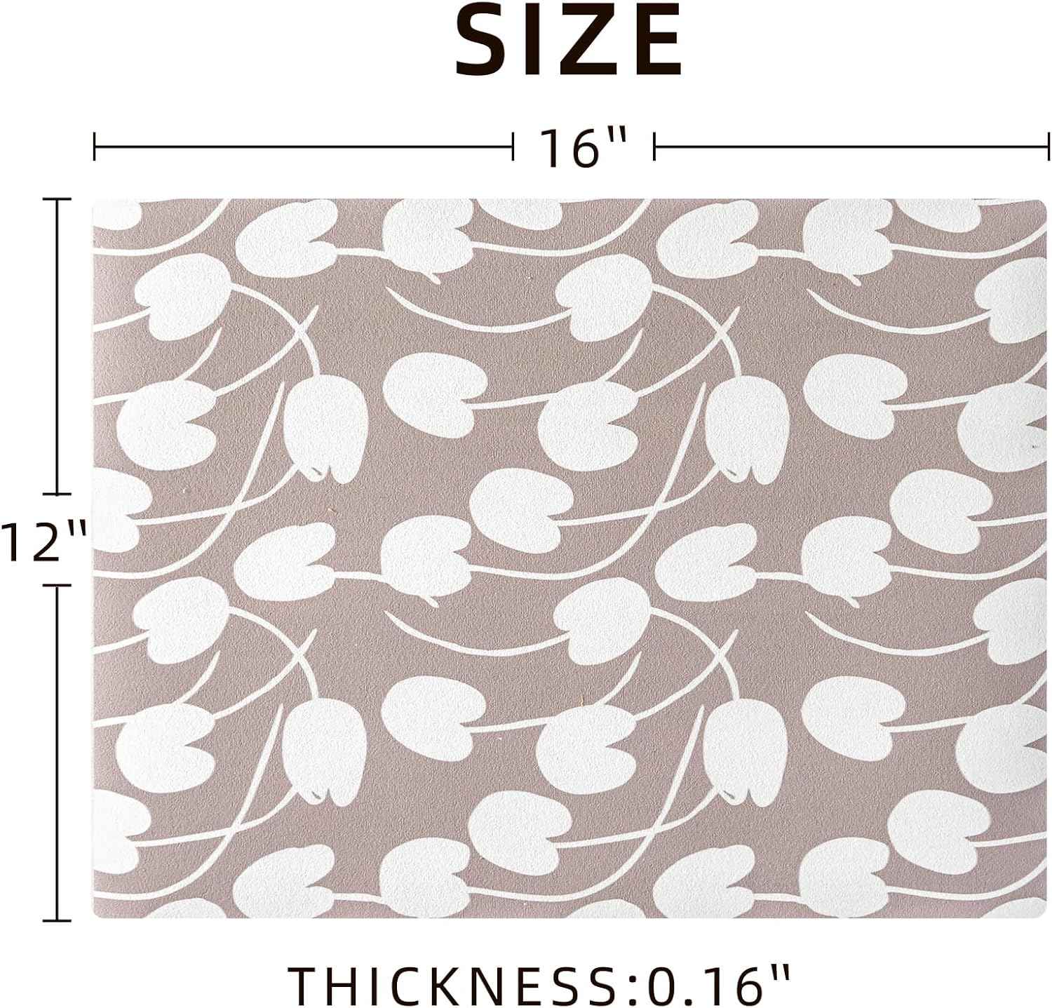 Dish Drying Mat, Absorbent Coffee Mat Rubber Backed, Soft Silicone Dish Drying Mat for Kitchen Counter or Sink for Kitchen Bathroom Coffee Bar (Tulip, 12 x 16 Inches)