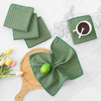 Homaxy Microfiber Waffle Weave Kitchen Dish Cloths, 12 x 12 Inch Ultra Absorbent and Solid Color Dish Towels for Kitchen Fast Drying Dishcloth for Washing Dishes, 12 Pack, Grass Green