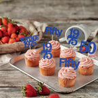 Gyufise 24Pcs Vintage 1975 Cupcake Toppers Cheers to 50 Fabulous Fifty Cupcake Picks 50th Birthday Wedding Anniversary Party Cake Decorations Supplies Deep Blue