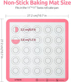 446ºF Heat Resistant Macaron Mat: U-Taste 11x11in Non Stick Silicone Baking Mat, Reusable Cookies Pastry Sheet Liner with Edge Enhancement & Circle Measurement for Square Cake Pan (2 PCS, Pink)