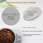 2 Pieces Espresso Puck Screen,Metal Coffee Filter,1.0mm & 1.7mm Thickness 150μm - 316 Stainless Steel,Reusable Barista Espresso Filters for Espresso 51mm Portafilter Filter Basket