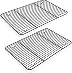 P&P CHEF Cooling Baking Rack Pack of 2, Stainless Steel Cooling Racks for Cooking Baking Roasting Grilling Drying, Dense Wires & Smooth Edge, Easy to clean, Black,15.3" x 11.25"