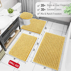 Arotive Luxury Chenille Bathroom Rug Mat, Extra Soft Thick Absorbent Shaggy Bath Rugs, Non-Slip Machine Wash Dry, Plush Bath Mats for Bathroom, Shower and Tub, 40x24, Yellow