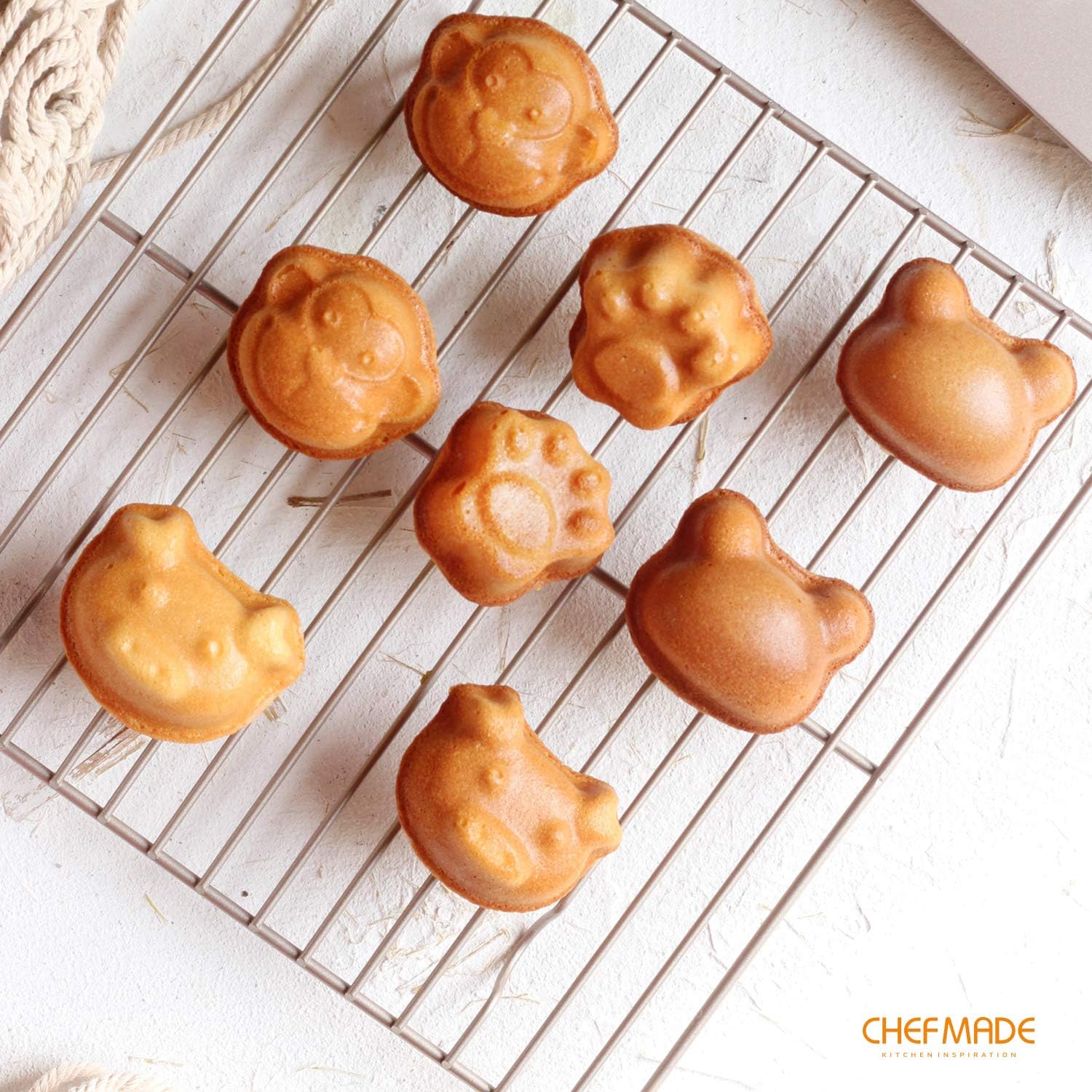 CHEFMADE Baking and Cooling Rack, 10.8-Inch Non-Stick Square Wire Rack for Oven Baking (Champagne Gold)