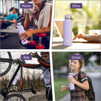 Slim Insulated Water Bottles for Travel 18oz with Clip, Double Wall Vacuum Stainless Steel Water Bottle Keeps Drinks Cold 24 Hrs/Hot 12 Hrs, 100% Leakproof, BPA Free(Purple)