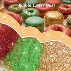 Edible Glitter for Drinks, 3 Colors Luster Dust Edible Set, 5g Food Grade Drink Glitter for Cakes Cookies Drinks Chocolate Decoration
