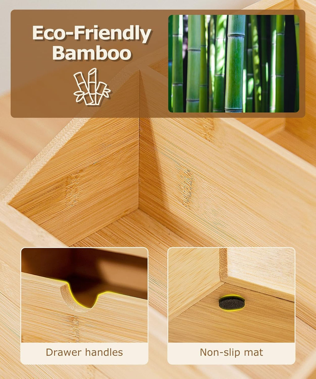 Coffee Bar Organizer Countertop with Drawer, Cafe Station Storage for Bar Accessories,Bamboo Espresso Bar Decor Holder for Bar Decor,Bamboo