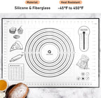 Silicone Pastry Mat, Baking Mat for Rolling Out Dough, 20''(W)28''(L), Dough Mat for Rolling, Black Fondant Mat