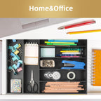 Silverware Organizer Kitchen Drawer Organizer Utensil Organizer Bamboo Silverware Holder Cutlery Organizer in Drawer Flatware Organizer Tray(7 slots, Black