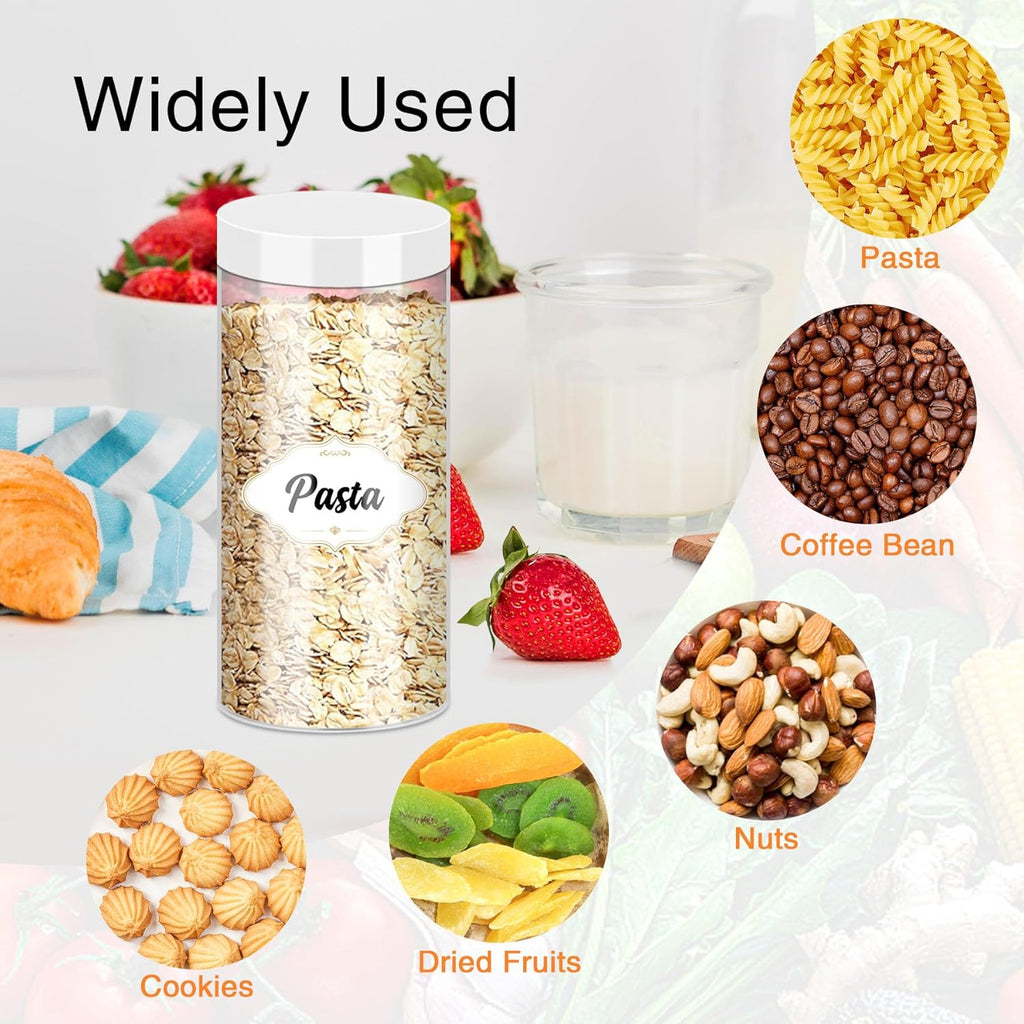 24 Pcs Plastic Jars, 16 OZ Plastic Jars with White Lids Clear Airtight Slime Containers Refillable Round Empty Storage Containers Jar for Kitchen & Household Dry Food Storage