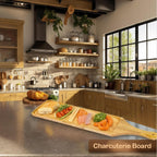 Premium Rubberwood Charcuterie Board with Handle – Durable Wooden Serving Platter for Cheese, Meat, and Appetizers – Perfect for Entertaining, Parties, and Gifts