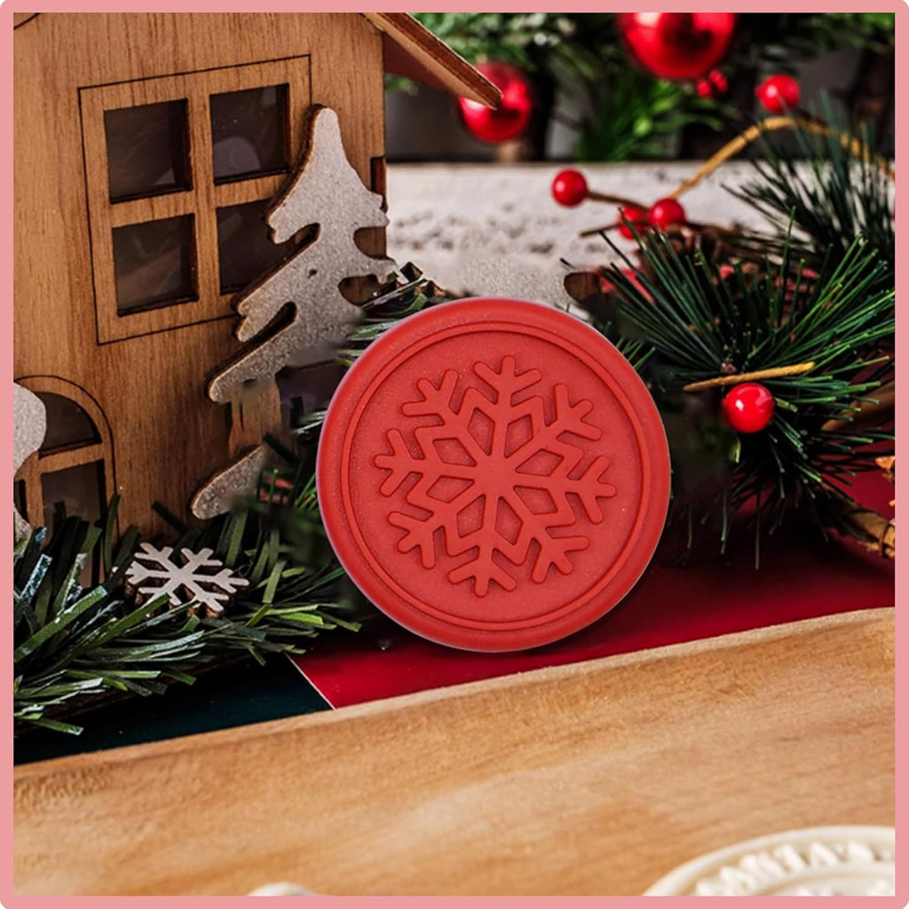 Christmas Cookie Stamps Silicone Cookie Stamps Cookie Cutter Biscuit for DIY Christmas and Daily Baking Set of 6
