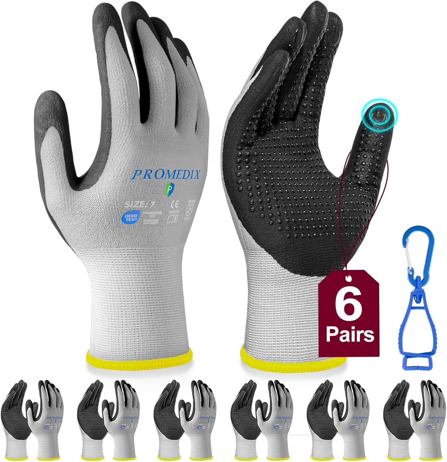 PROMEDIX P Nitrile Coated Work Gloves,MicroFoam Safety Work Gloves Men,Seamless Knit Nylon&spandex Gloves with Grip
