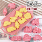 8 Pcs Transportation Vehicle Cookie Cutters Set Baking Molds 3D Transportation Vehicle Press type Cookie Cutter for Baking, Fondant, Cheese, and Pastries