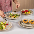 AmorArc Ceramic Dinnerware Sets,Stoneware Handmade Reactive Glaze Plates and Bowls Sets,Chip and Crack Resistant | Dishwasher & Microwave Safe,Dishes Set Service for 6 (18 pc)