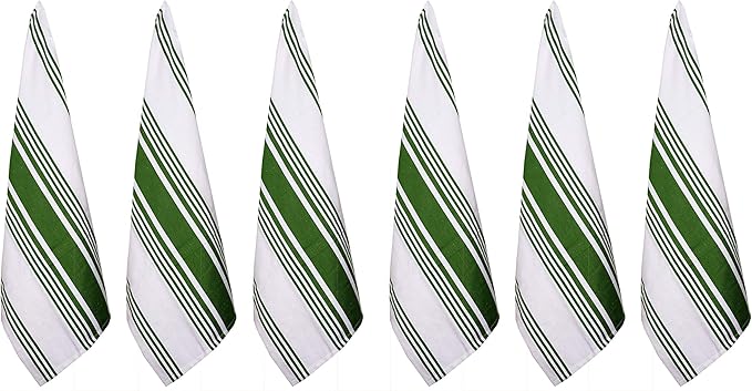 Urban Villa Kitchen Towels (20x30 Inches 6 Pack) Extra Large Premium Dish Towels for Kitchen Green & White Dish Cloths Highly Absorbent 100% Cotton Kitchen Hand Towels with Hanging Loop Tea Towels