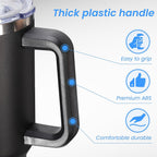 DOMICARE 40 oz Tumbler with Handle and Straw, Stainless Steel Tumbler with Lid and Straw, Reusable Vacuum Insulated Cup, Travel Coffee Mug, Black, 4Pack